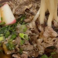 Beef Udon · Original udon soup*contain fish stock,udon noodle,stewed beef brisket and onion. green onion...