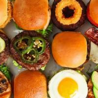 The Party Box · Sixteen of our burgers. (Choose up to 4 styles) All burgers comes with American cheese, Onio...