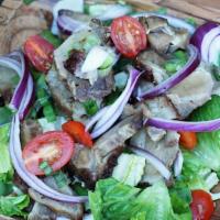 Buncha Salad · Marinated Pork, mixed green, romaine lettuce, scallion, red onion, tomato, cucumber, chili-l...