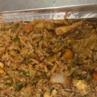 Manchurian Fried Rice · Wok stir fried fried rice with onions, scallion, carrots, peas, cilantro, green chili, garli...