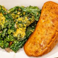 King Sized Ground Beef · King sized empanadas are served with kale salad. Seasoned ground beef, mild spice, stuffed w...