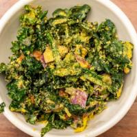 Small Kale Salad · Black kale, red onions and tomatoes tossed in our fresh marinade of lemon, olive oil, nutrit...