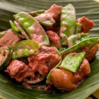 Bicol Express · Spicy and ask for availability. Pork Loin cut in small pieces, slow cooked in coconut milk w...