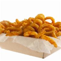Curly Fries · Deep fried crispy thin curly potatoes.