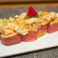 Ocean Special Roll · No rice. Lobster salad mango, avocado, topped with Chilean sea bass, Soybean paper with spec...