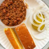 Homemade Chili · Our homemade zesty chili made with our ground beef and pink beans.