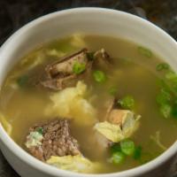 Galbi Tang Soup · Beef short rib soup with radishes, eggs and onions.