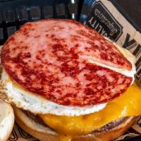 Jersey Burger · FRIED EGG, PORK ROLL, CHOICE OF CHEESE