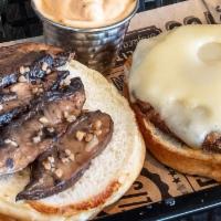 Mushroom Swiss Burger · PORTOBELLO MUSHROOMS & SWISS