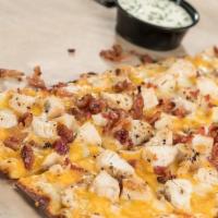 Chicken Bacon Ranch Flatbread Pizza · STONEFIRED FLATBREAD TOPPED WITH CRISPY CHICKEN, APPLEWOOD SMOKED BACON, CHEDDAR JACK CHEESE...