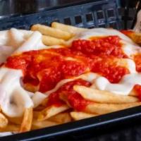 Pizza Fries · OUR CRISPY FRIES TOPPED WITH MOZZARELLA CHEESE & TOMATO SAUCE