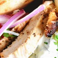 Chicken Gyro · SEASONED FIRE GRILLED CHICKEN WITH LETTUCE, TOMATO, RED ONION & TZATZIKI SAUCE