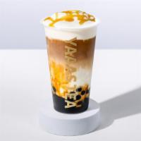 Iced Salted Caramel Brûlée Bobo · Organic Espresso combined with sweet caramel, cold milk and served over ice then topped with...