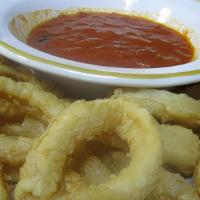 Calamari Fritti · Lightly battered and seasoned calamari served with either mild or spicy marinara sauce.