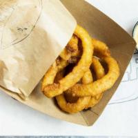 Onion Rings · thick cut & beer battered, served with go sauce