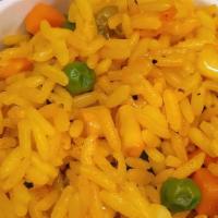 Seasoned Yellow Rice With Vegetables  · Yellow rice seasoned with assorted mixed vegetables