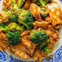 Chicken With Broccoli · Served with rice.