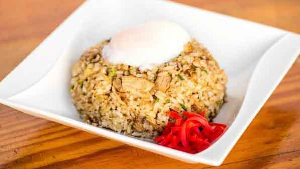 Egg Chahan · Fried Rice & Poached Egg with choice of Pork, Chicken, Mixed Veggies or Shrimp