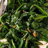 Sauteed Spinach Side · Garlic, shallots and olive oil.