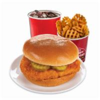 Chicken Sandwich Combo · Served with choice of a small side and med fountain drink. Small side choices include fries,...
