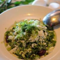Green Salad · Romaine hearts, fresh scallions, dill aioli .