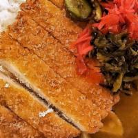 Katsu Curry · Panko breaded chicken breast cutlet, Japanese curry, potatoes, Matsuri rice, assorted Japane...