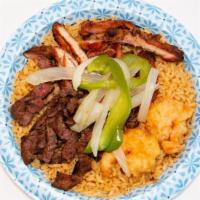 Mexican Rice With Chicken, Steak & Bean · 