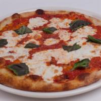 Margherita Pizzetta · Homemade fresh mozzarella, tomato sauce, drizzled olive oil and fresh basil.