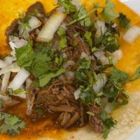 3 Birria Tacos Meal · 3 tacos with Birria , onions cilantro and sauce and a side of rice and beans