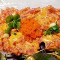 Spicy Ahi(Poke Bowl) · Ahi, Green Onion, Spring Salad, House Spicy Sauce. Spicy Mayo contains peanut sauce