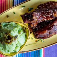 Aztec Bbq Ribs  · Half rack ancho glazed baby ribs, poblano mash potato