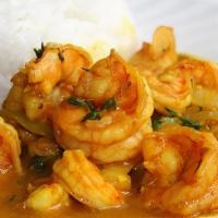 Curry  Shrimp Dinner · shrimp seasoned with  curry powder fresh herbs and spices