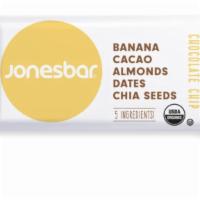 Jones Banana Chocolate Chip · Five ingredients: banana, cacao, almonds, dates, and chia seeds.