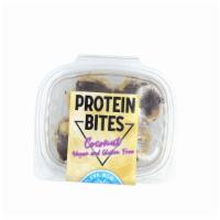 Coconut Protein Bites · Gluten-free vegan granola, unsweetened coconut flakes, plant protein, agave, coconut oil, ch...