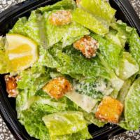 Individual Caesar Salad · Romaine lettuce with garlic croutons, Parmesan cheese with a creamy Caesar dressing. Served ...
