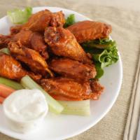 Buffalo Wings · Our buffalo tastes like chicken! A 1 pound portion with either sauce: BBQ, hot, hotter or ho...