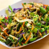 Takumi Slaw  · Vegetarian. Red cabbage, Napa cabbage, edamame, carrot,
jicama, radish, string beans, sesame...