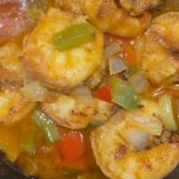 Peppered Shrimp · 5-6 Shrimp Sauteed  in steamy cayenne pepper sauce with  colorful bell peppers & onions