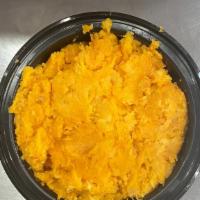 Mashed Sweet Potatoes · Oven Baked sweet potato, spiced with a touch of cinnamon and other spices.