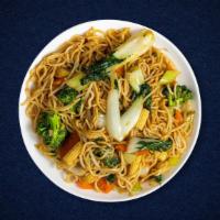 Veggie Hakka Noodles · Indo-Chinese fried noodles cooked with vegetables, soya sauce, chili sauce and chili vinegar.