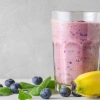 Summer Slam Smoothie · Fresh smoothie made with Banana, blueberries, peanut butter, honey, and protein.