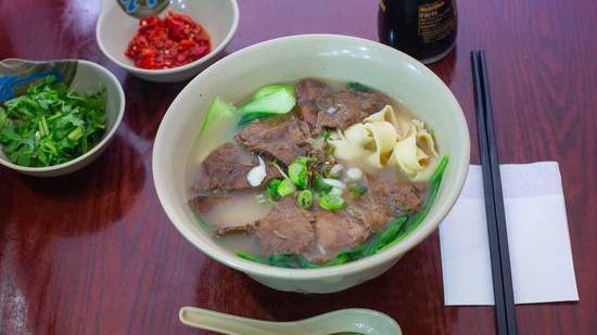 Beef Noodle Soup · Hand-pulled noodles, knife peeled noodles, rice noodles, potato glass noodle.
