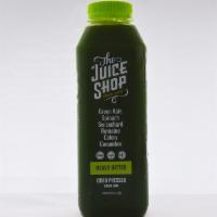 Heavy Hitter · 16 oz. with kale, spinach, parsley, cucumber, celery, and romaine.