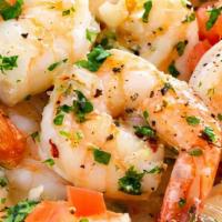 8 Jumbo Shrimp Scampi Dinner · Served with Rice and Peas And Steamed Vegetables
