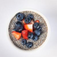 Organic Chia Seed Cup · Organic chia seed, almond milk, blueberry, and strawberry (9oz).