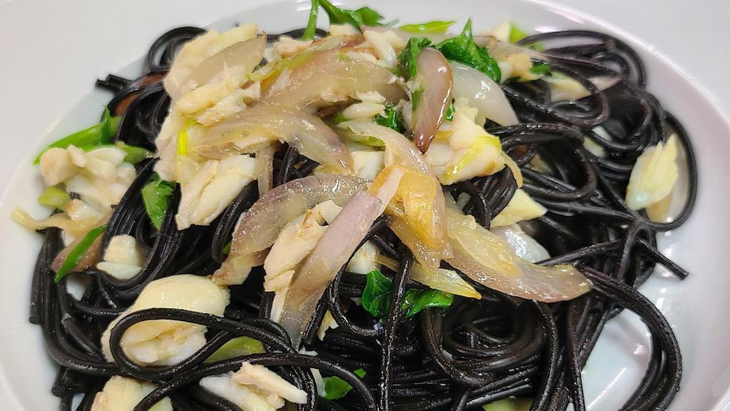 Black Spaghetti · with Jumbo Lump Crab and Green Chiles