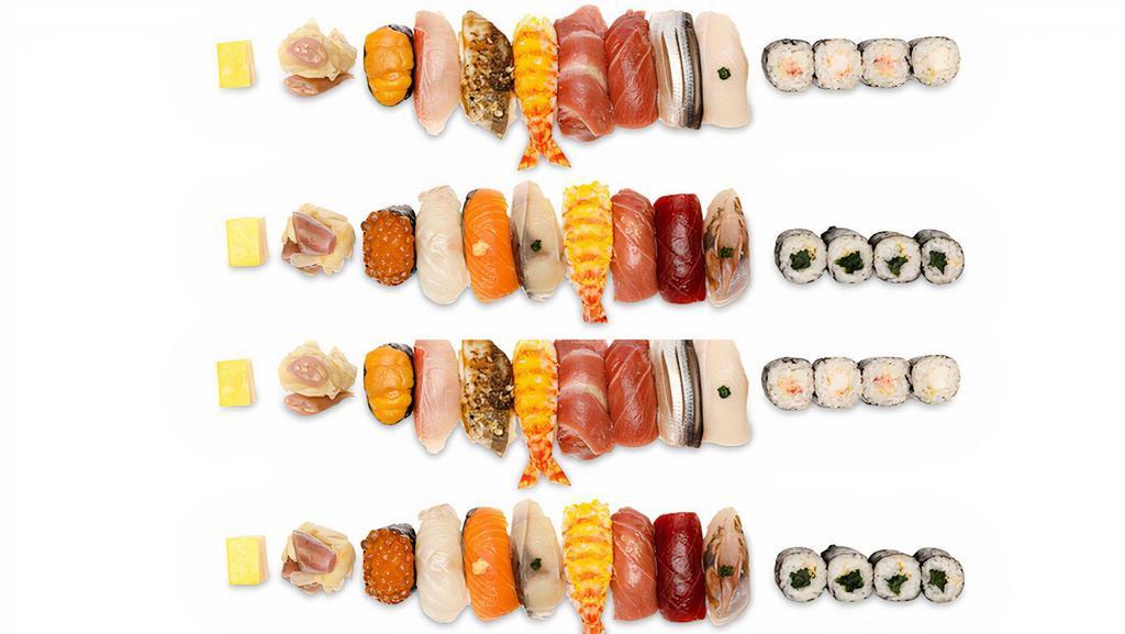 Your Place Or Mine · 32 pieces of assorted luxury sushi and four sides of your choice -  Two box omfg and two box So Xtra.