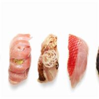 Omakase - 5Pcs · Chef's choice five (5) pieces. Including bluefin o-toro and golden eye snapper.