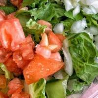 House Salad - Small · Romaine, Tomatoes, Diced White Onions, Oil + Red Wine Vinegar