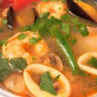 Sea King Soup (For 2) · Lobster, shrimp, scallop, crab & veg.